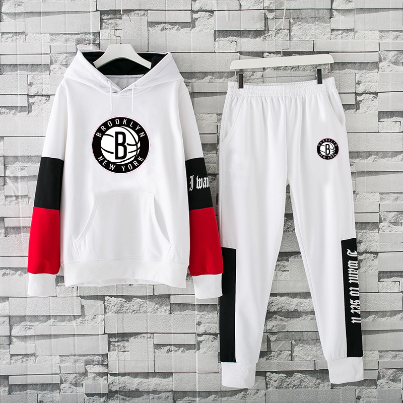Men's Brooklyn Nets 2019 White Tracksuits Hoodie Suit