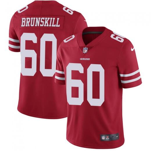 Men's San Francisco 49ers #60 Daniel Brunskill Red 2019 100th Season Vapor Untouchable Limited Stitched NFL Jersey