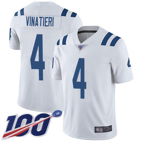 Men's Indianapolis Colts #4 Adam Vinatieri White 2019 100th Season Vapor Untouchable Limited Stitched NFL Jersey