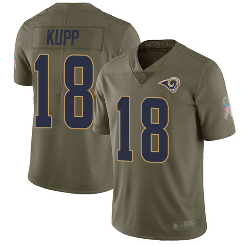 Men's Los Angeles Rams #18 Cooper Kupp Olive Salute to Service Stitched NFL Jersey