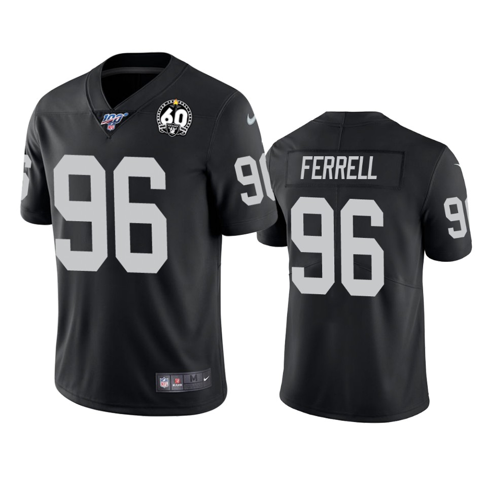 Men's Oakland Raiders #96 Clelin Ferrell Black 60th Anniversary Vapor Limited Stitched NFL 100th Season Jersey