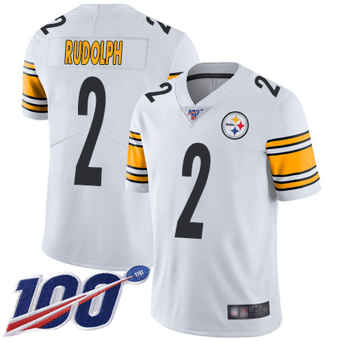 Men's Pittsburgh Steelers #2 Mason Rudolph 2019 White 100th Season Vapor Untouchable Limited Stitched NFL Jersey