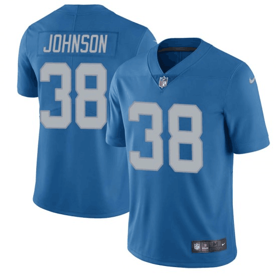 Men's Detroit Lions #38 Ty Johnson Blue Vapor Untouchable Limited Stitched NFL Jersey