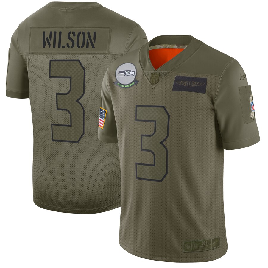 Men's Seattle Seahawks #3 Russell Wilson 2019 Camo Salute To Service Limited Stitched NFL Jersey