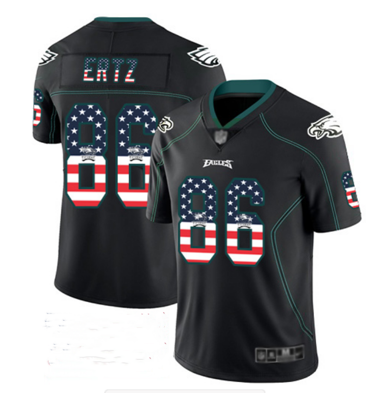 Men's Philadelphia Eagles #86 Zach Ertz Black USA Flag Color Rush Limited Fashion NFL Stitched Jersey