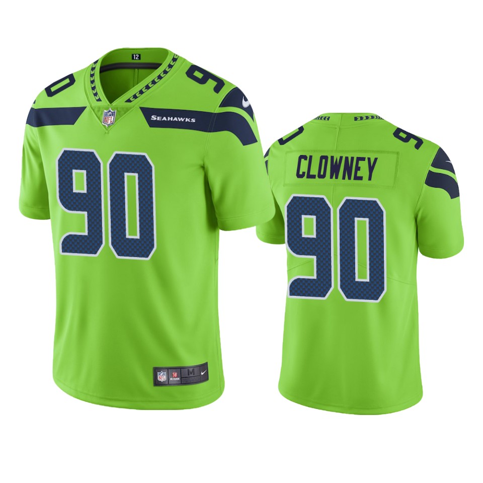 Men's Seattle Seahawks #90 Jadeveon Clowney Green Color Rush Limited Stitched NFL Jersey