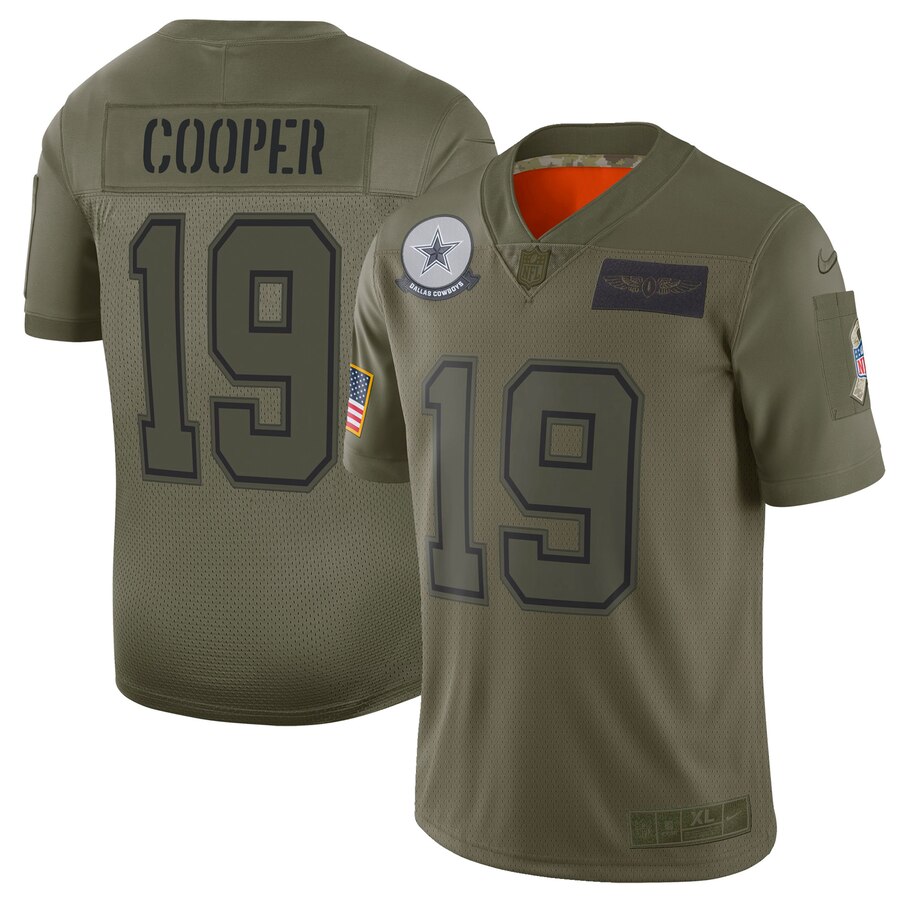 Men's Dallas Cowboys #19 Amari Cooper 2019 Camo Salute To Service Limited Stitched NFL Jersey.