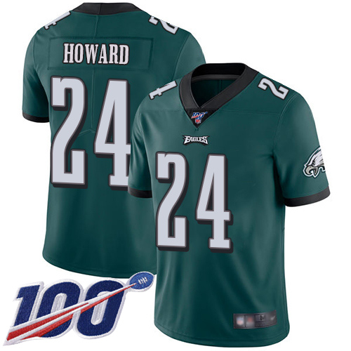 Men's Philadelphia Eagles #24 Jordan Howard Green 2019 100th Season Vapor Untouchable Limited Stitched NFL Jersey