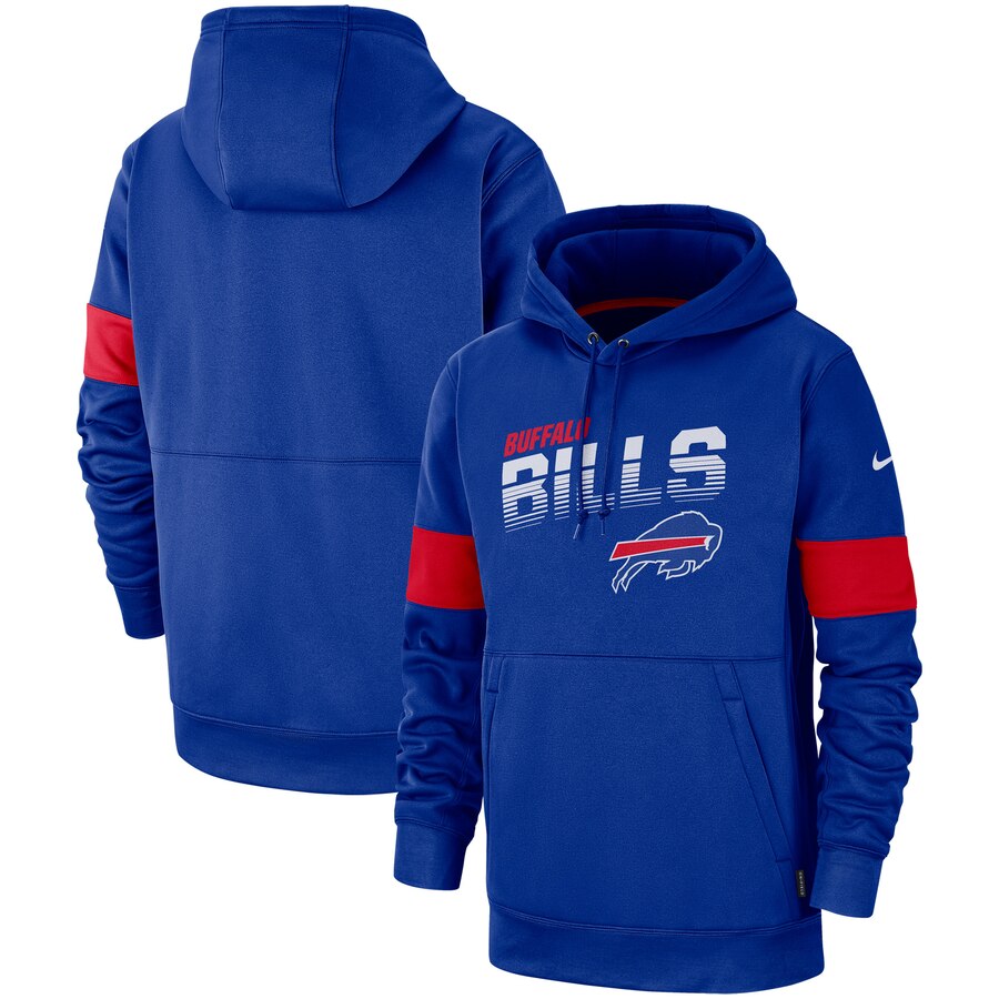Men's Buffalo Bills Royal Sideline Team Logo Performance Pullover Hoodie