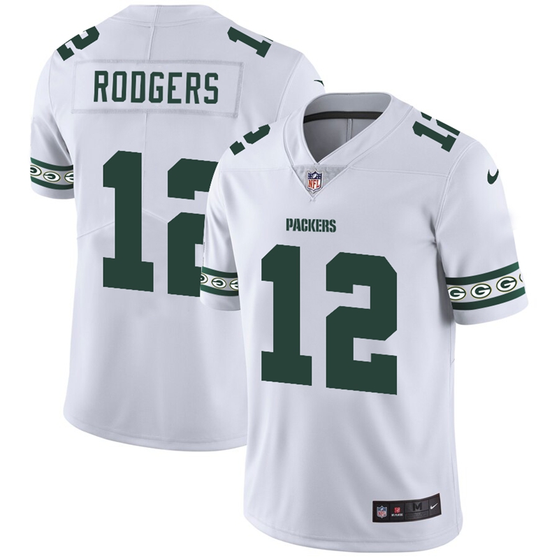 Men's Green Bay Packers #12 Aaron Rodgers White 2019 Team Logo Cool Edition Stitched NFL Jersey
