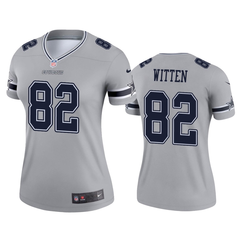 Women's Dallas Cowboys #82 Jason Witten Gray Inverted Legend Stitched NFL Jersey