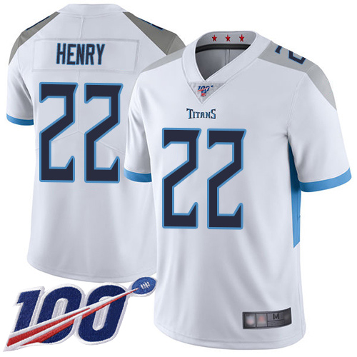 Men's Tennessee Titans #22 Derrick Henry White 2019 100th Season Vapor Untouchable Limited Stitched NFL Jersey