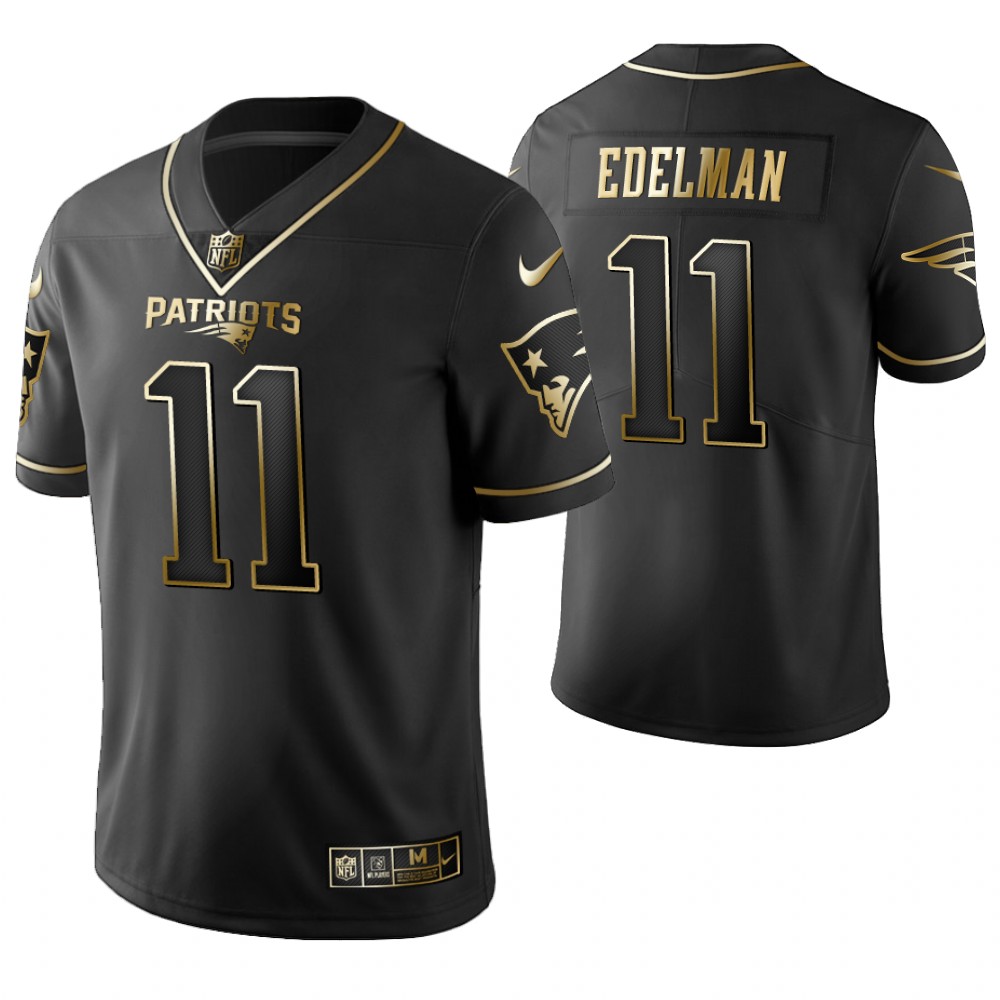 Men's New England Patriots #11 Julian Edelman 2019 Black Gold Edition Stitched NFL Jersey