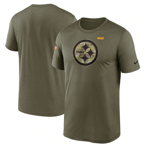Men's Pittsburgh Steelers 2021 Olive Salute To Service Legend Performance T-Shirt