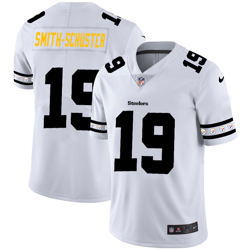 Men's Pittsburgh Steelers #19 JuJu Smith-Schuster White 2019 Team Logo Cool Edition Stitched NFL Jersey