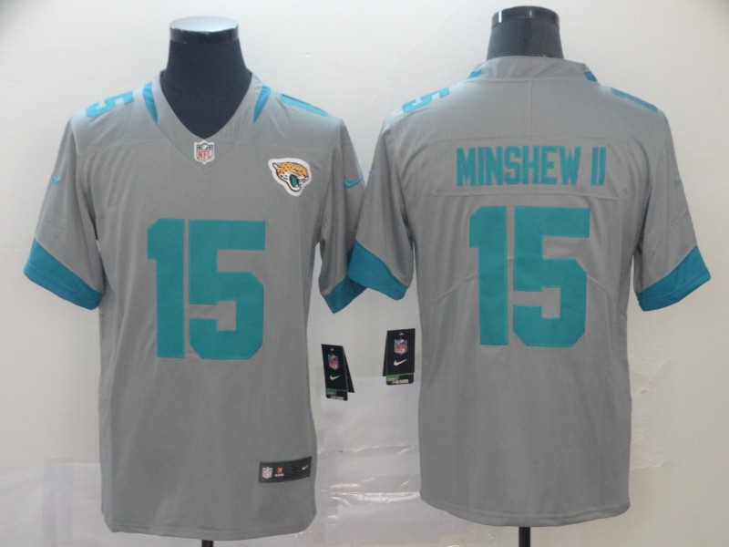 Men's Jacksonville Jaguars #15 Gardner Minshew II Silver Inverted Legend Stitched NFL Jersey