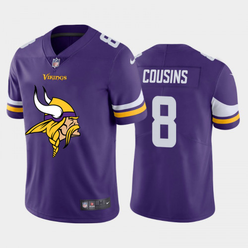 Men's Minnesota Vikings #8 Kirk Cousins Purple 2020 Team Big Logo Limited Stitched NFL Jersey