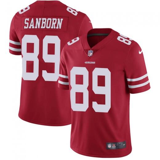 Men's San Francisco 49ers #89 Garrison Sanborn Red Vapor Untouchable Limited Stitched NFL Jersey