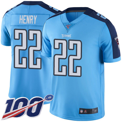 Men's Tennessee Titans #22 Derrick Henry Blue 2019 100th Season Vapor Untouchable Limited Stitched NFL Jersey