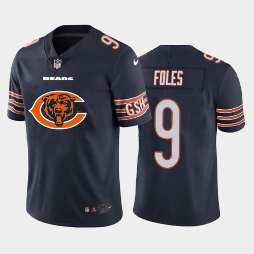 Men's Chicago Bears #9 Nick Foles Navy 2020 Team Big Logo Limited Stitched NFL Jersey