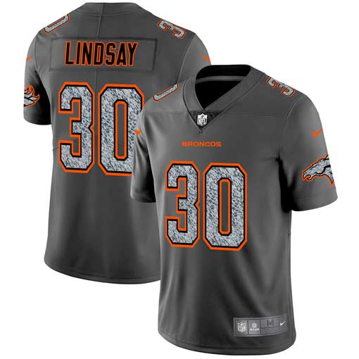 Men's Denver Broncos #30 Phillip Lindsay 2019 Gray Fashion Static Limited Stitched NFL Jersey