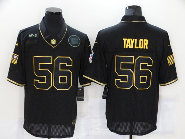 Men's New York Giants ACTIVE PLAYER Custom Black 2020 Black/Gold Salute To Service Limited Stitched Jersey