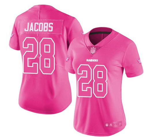 Women's Las Vegas Raiders ACTIVE PLAYER Custom Pink Limited Stitched Jersey(Run Smaller)