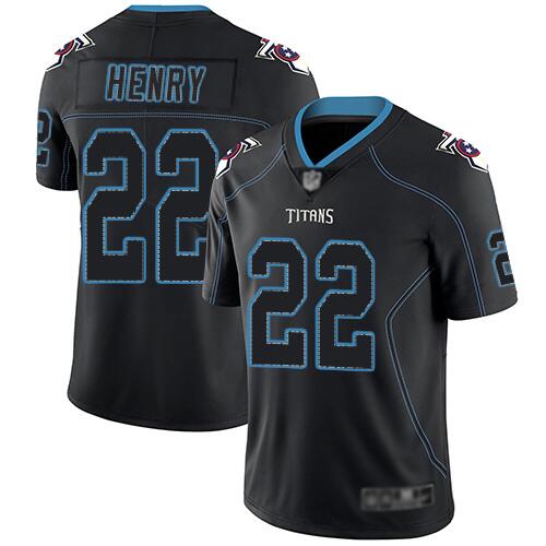Men's Tennessee Titans #22 Derrick Henry Black Lights Out Stitched NFL Jersey