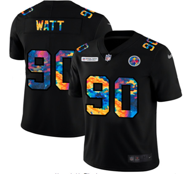 Men's Pittsburgh Steelers #90 T. J. Watt 2020 Black Crucial Catch Limited Stitched NFL Jersey