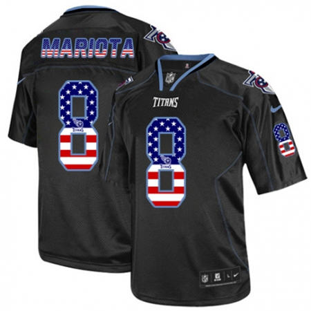 Men's Nike Titans #8 Marcus Mariota Black USA Flag Fashion Elite Jersey
