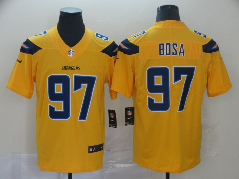 Men's Los Angeles Chargers #97 Joey Bosa 2019 Gold Inverted Legend Stitched NFL Jersey.