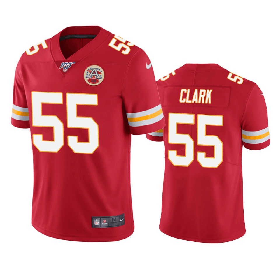 Men's Kansas City Chiefs #55 Frank Clark Red 2019 100th Season Vapor Untouchable Limited Stitched NFL Jersey