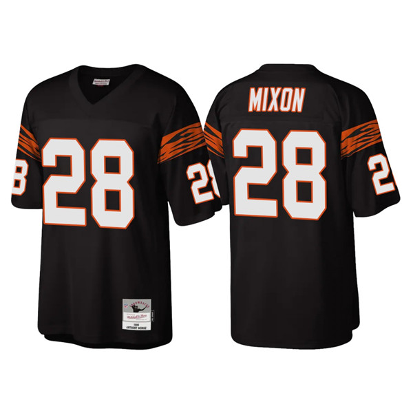 Men's Cincinnati Bengals #28 Joe Mixon Black Throwback Legacy Stitched Jersey