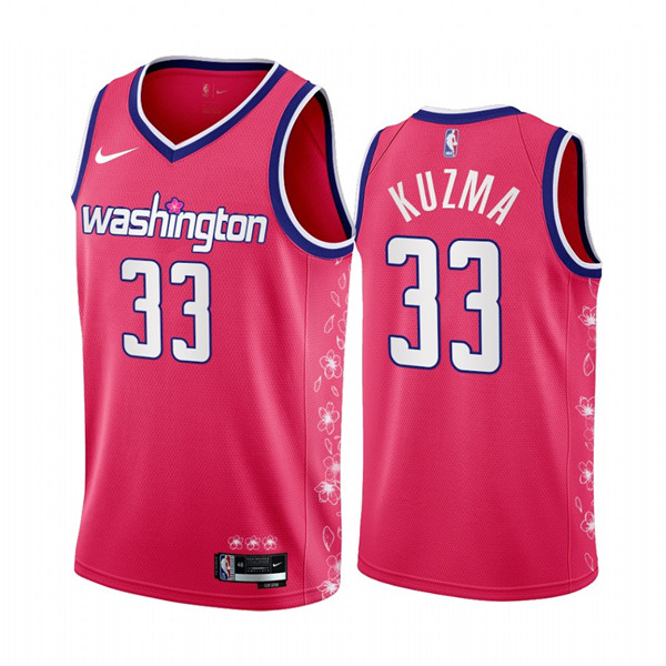 Men's Washington Wizards #33 Kyle Kuzma 2022/23 Pink City Edition Limited Stitched Basketball Jersey