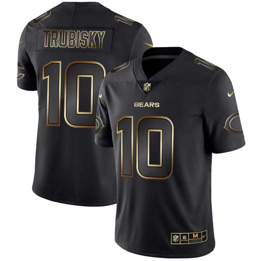 Men's Chicago Bears #10 Mitchell Trubisky 2019 Black Gold Edition Stitched NFL Jersey