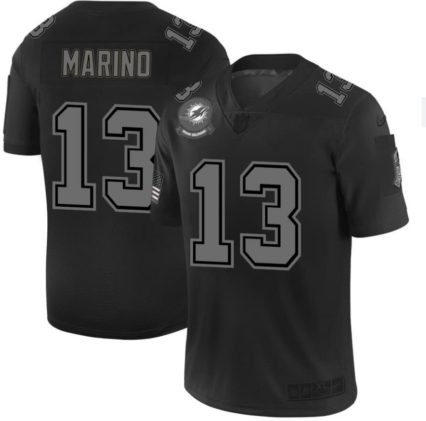 Men's Miami Dolphins #13 Dan Marino 2019 Black Salute To Service Limited Stitched Jersey