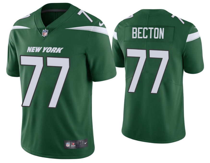 Men's New York Jets #77 Mekhi Becton Green Vapor Untouchable Limited Stitched Jersey
