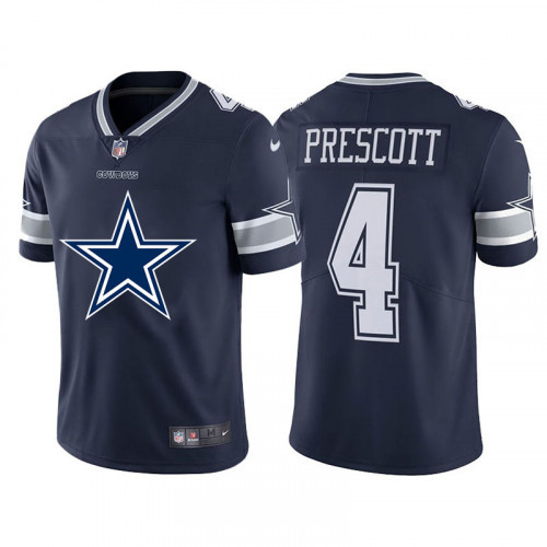 Men's Dallas Cowboys #4 Dak Prescott Navy 2020 Team Big Logo Limited Stitched NFL Jersey