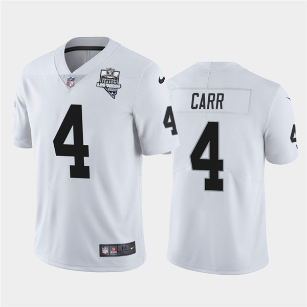 Men's Oakland Raiders White #4 Derek Carr 2020 Inaugural Season Vapor Limited Stitched NFL Jersey