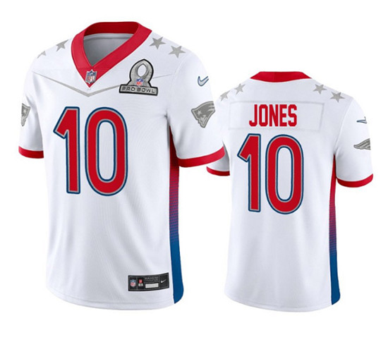 Men's New England Patriots #10 Mac Jones 2022 White Pro Bowl Stitched Jersey