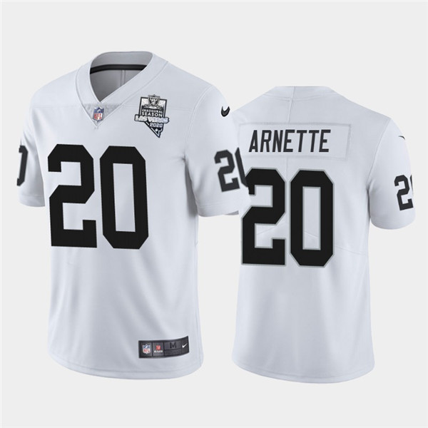 Men's Oakland Raiders White #20 Damon Arnette 2020 Inaugural Season Vapor Limited Stitched NFL Jersey