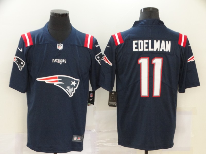 Men's New England Patriots Navy #11 Julian Edelman Team Big Logo Limited Stitched NFL Jersey