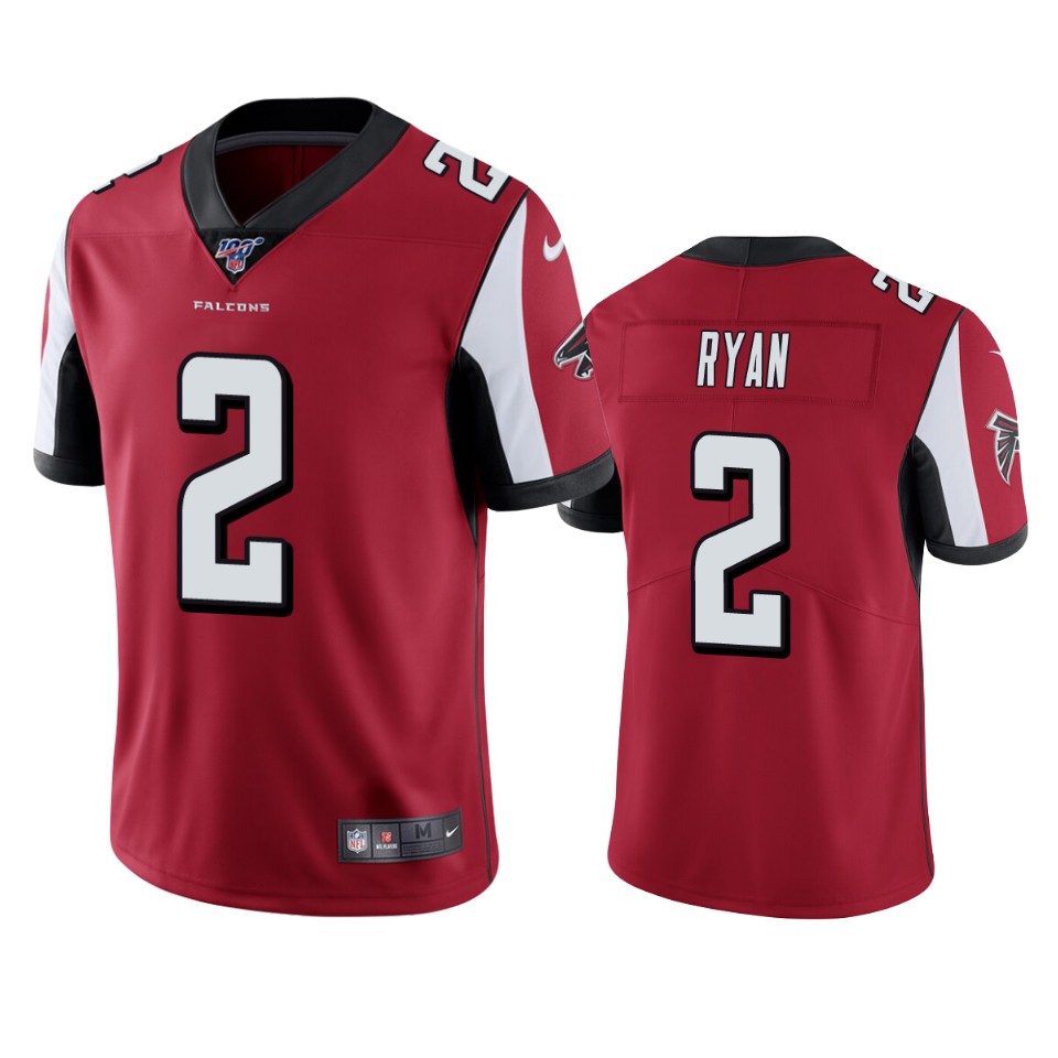 Men's Atlanta Falcons #2 Matt Ryan Red 2019 100th Season Vapor Untouchable Limited Stitched NFL Jersey