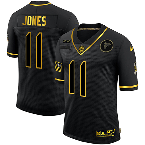 Men's Atlanta Falcons #11 Julio Jones 2020 Black/Gold Salute To Service Limited Stitched NFL Jersey