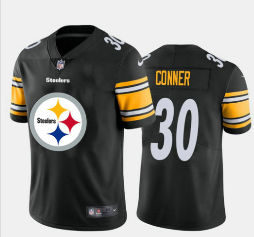 Men's Pittsburgh Steelers #30 James Conner Black 2020 Team Big Logo Limited Stitched NFL Jersey