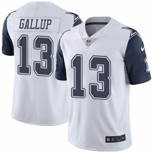 Men's Dallas Cowboys # 13 Michael Gallup White Color Rush Limited Stitched NFL Jersey