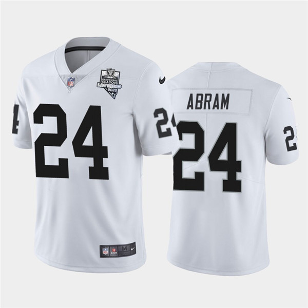 Men's Oakland Raiders White #24 Johnathan Abram 2020 Inaugural Season Vapor Limited Stitched NFL Jersey