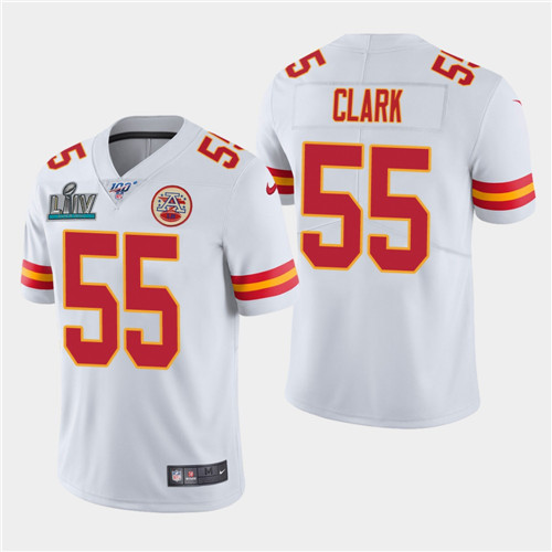 Men's Chiefs #55 Frank Clark White Super Bowl LIV Vapor Untouchable Limited Stitched NFL Jersey