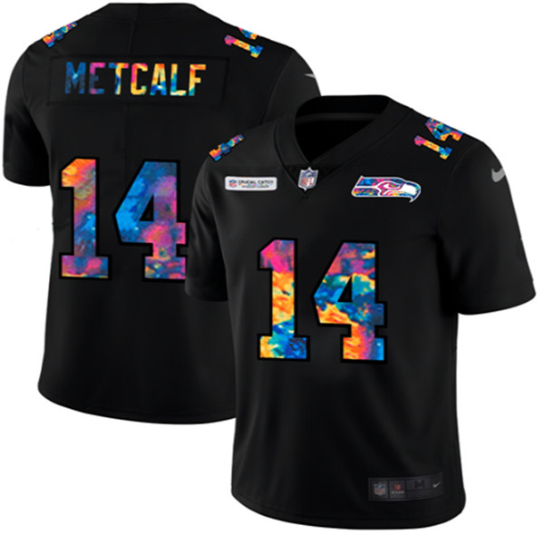 Men's Seattle Seahawks #14 D.K. Metcalf 2020 Black Crucial Catch Limited Stitched NFL Jersey
