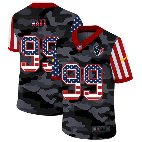 Men's Houston Texans #99 J.J. Watt 2020 Camo USA Flag Limited Stitched NFL Jersey